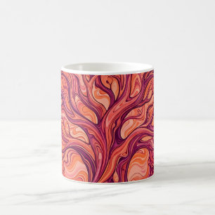 Abstrakter Baum des Lebens Sonnenuntergang Orange Kaffeetasse