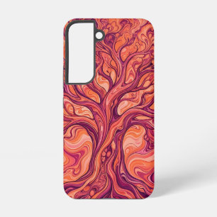 Abstrakter Baum des Lebens Sonnenuntergang Orange  Samsung Galaxy Hülle