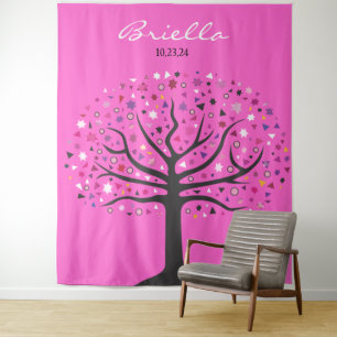 Abstrakter Baum Foto Op Vor Hintergrund Einladung Wandteppich