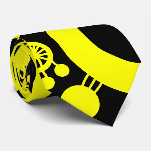 Abstrakter Baum - Gelb und Schwarz Krawatte (Gerollt)