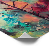 Abstrakter Baum in gedämpften Tönen Poster (Ecke)