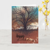 Abstrakter Baum Landschaft Tinte Malte Kunst Gebur Karte (Gelbe Blume)