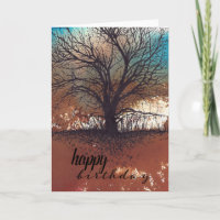 Abstrakter Baum Landschaft Tinte Malte Kunst Gebur