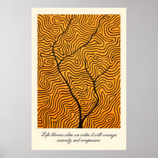 Abstrakter Baum Linien Kunst Druck Inspirationswac Poster