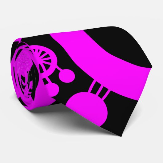 Abstrakter Baum - Magenta und Schwarz Krawatte (Gerollt)