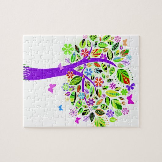 Abstrakter Baum mit Blumen-Mustern Puzzle (Horizontal)