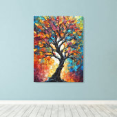 Abstrakter Baum mit bunten Blätter Leinwanddruck (Insitu (Holzboden))
