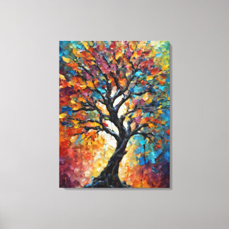 Abstrakter Baum mit bunten Blätter Leinwanddruck