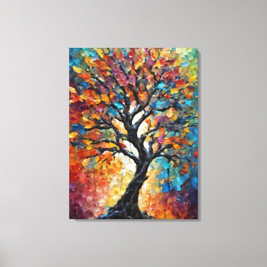 Abstrakter Baum mit bunten Blätter Leinwanddruck (Vorderseite)