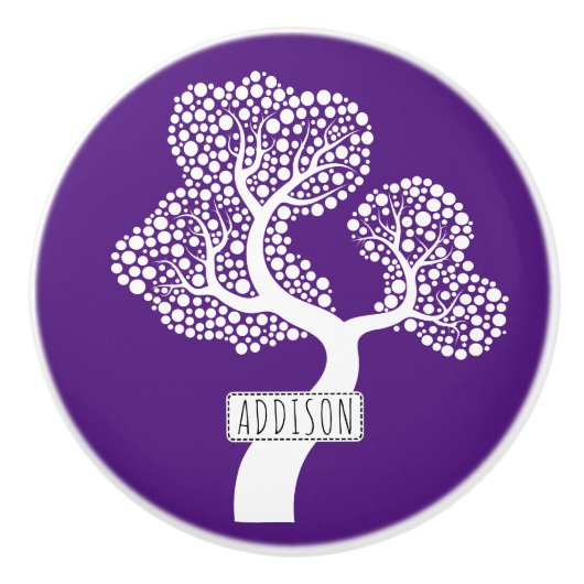 Abstrakter Baum mit Kreisen und Name königlichen l Keramikknauf (Vorderseite)