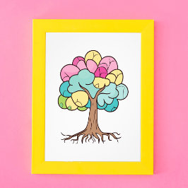 Abstrakter Baum mit Wurzeln und bunten Blätter. Fotodruck