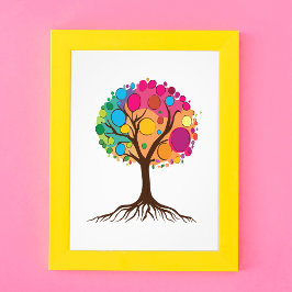Abstrakter Baum mit Wurzeln und bunten Blätter. Fotodruck