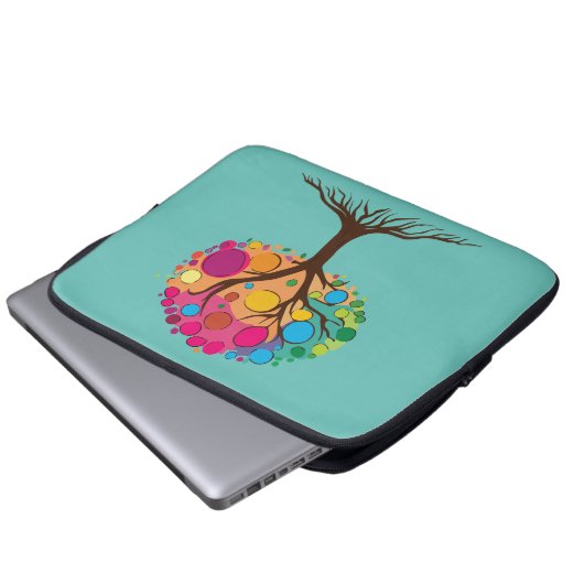 Abstrakter Baum mit Wurzeln und bunten Blätter. Laptopschutzhülle (Vorne Knopf)