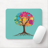 Abstrakter Baum mit Wurzeln und bunten Blätter. Mousepad (Mit Mouse)