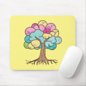 Abstrakter Baum mit Wurzeln und bunten Blätter. Mousepad (Mit Mouse)