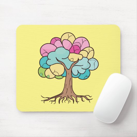 Abstrakter Baum mit Wurzeln und bunten Blätter. Mousepad (Mit Mouse)
