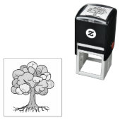 Abstrakter Baum mit Wurzeln und bunten Blätter. Permastempel (Beispiel)