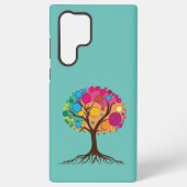 Abstrakter Baum mit Wurzeln und bunten Blätter. Samsung Galaxy Hülle (Rückseite)