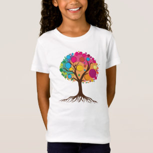Abstrakter Baum mit Wurzeln und bunten Blätter. T-Shirt