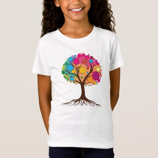 Abstrakter Baum mit Wurzeln und bunten Blätter. T-Shirt (Vorderseite)