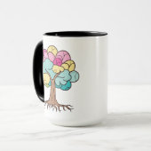 Abstrakter Baum mit Wurzeln und bunten Blätter. Tasse (Vorderseite Links)