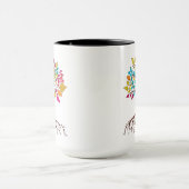 Abstrakter Baum mit Wurzeln und bunten Blätter. Tasse (Zentrum)