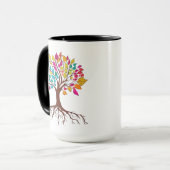 Abstrakter Baum mit Wurzeln und bunten Blätter. Tasse (Vorderseite Links)