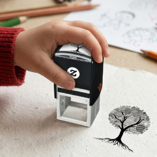 Abstrakter Baum mit Wurzeln und farbenfrohen Blätt Permastempel