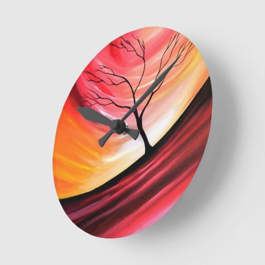 Abstrakter Baum - Moderne Kunst Runde Wanduhr (Winkel)