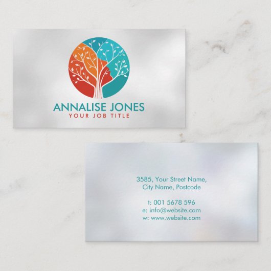 Abstrakter Baum - Profil der Frau Visitenkarte (Vorne/Hinten)