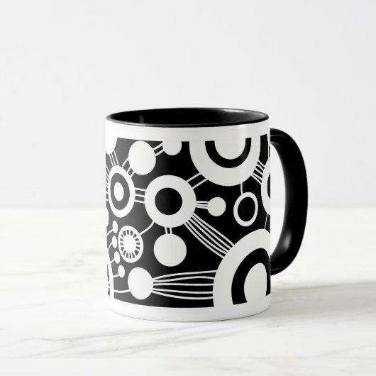Abstrakter Baum - Schwarz & Weiß Tasse (VorderseiteRechts)