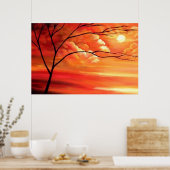 Abstrakter Baum & Sonnenuntergang - Kreative Moder Poster (Küche)