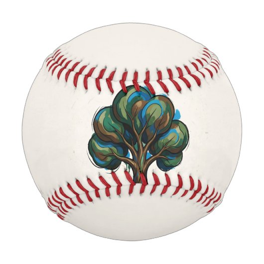 Abstrakter Baum spielerische Kunst Baseball (Vorderseite)