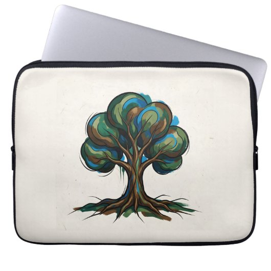 Abstrakter Baum spielerische Kunst Laptopschutzhülle (Vorderseite)