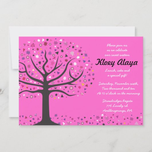Abstrakter Baum Süß 16 16 Einladung (Vorderseite)