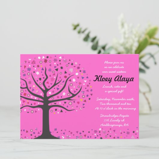 Abstrakter Baum Süß 16 16 Einladung (Stehend Vorderseite)