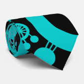 Abstrakter Baum - Türkis und Schwarz Krawatte (Gerollt)