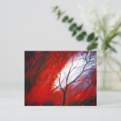 Abstrakter Baum und Roter Himmel Postkarte (Stehend Vorderseite)