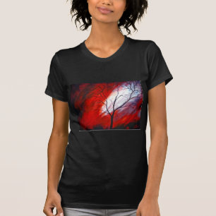 Abstrakter Baum und Roter Himmel T-Shirt