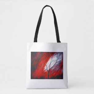 Abstrakter Baum und Roter Himmel Tasche