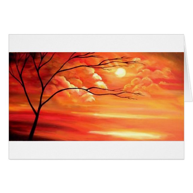 Abstrakter Baum und Roter Sonnenuntergang (Vorderseite (Horizontal))