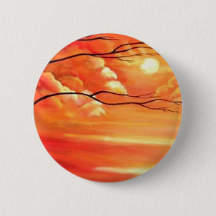 Abstrakter Baum und Roter Sonnenuntergang Button