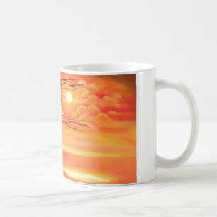 Abstrakter Baum und Roter Sonnenuntergang Kaffeetasse