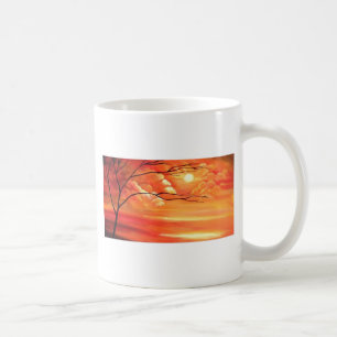 Abstrakter Baum und Roter Sonnenuntergang Kaffeetasse