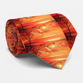 Abstrakter Baum und Roter Sonnenuntergang Krawatte (Gerollt)