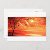 Abstrakter Baum und Roter Sonnenuntergang Postkarte (Vorne/Hinten)