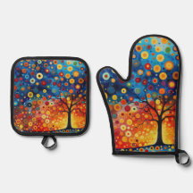Abstrakter Baumbestand Oven Mitt und Pot Holder