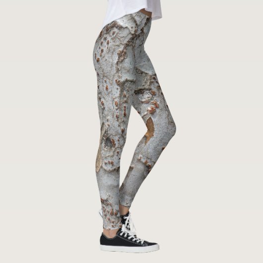 Abstrakter Baumstamm Foto Weißgraues Muster Natur Leggings (Rechts)