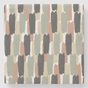 Abstrakter bemalter Streifen Warm minimalistisches Steinuntersetzer