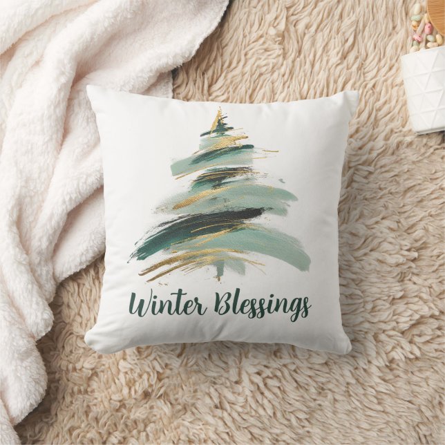 Abstrakter bemalter Weihnachtsbaum Kissen (Decke)